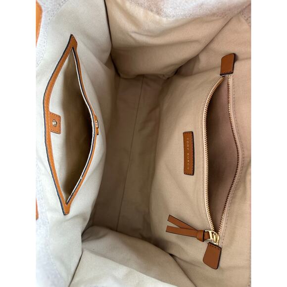 EUC Tory Burch Limited Edition Hawaii Embroidered Canvas Leather Boho Tote Bag - Picture 10 of 10